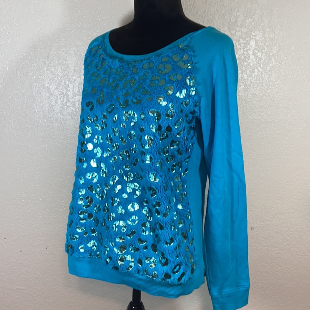 [JUSTICE] Furry Leopard Long Sleeve Top